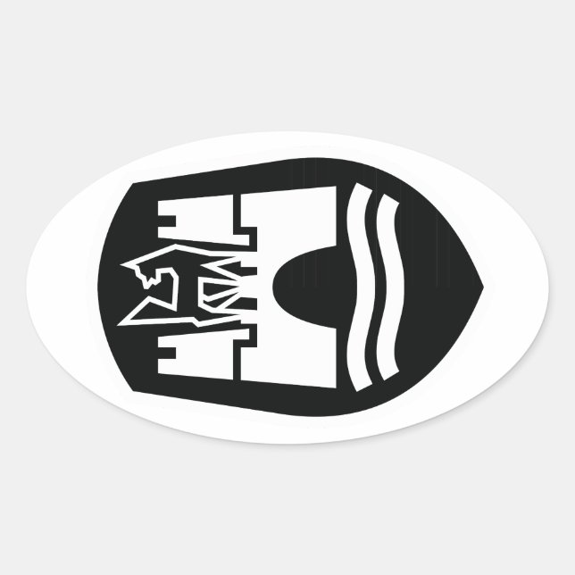 Adesivo Oval Casaco de Armas Wolfsburg (branco preto) (Frente)