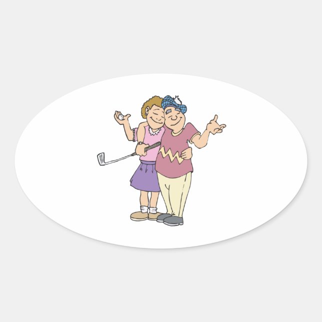 Adesivo Oval Casais Que Golfe Juntos Ficam Juntos (Frente)