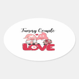 Adesivo Oval casal engraçado para um Dia de os namorados bonito