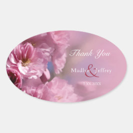 Adesivo Oval casamento da primavera floresce de cerejeira rosa