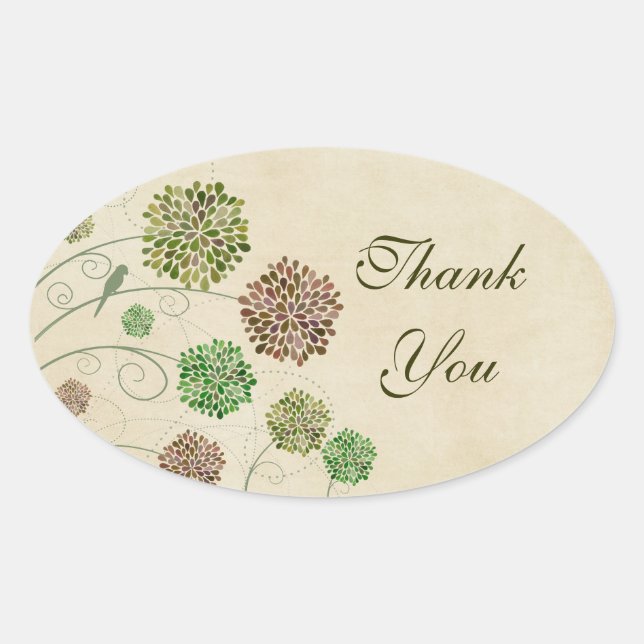 Adesivo Oval Casamento Dahlia Garden Obrigado Oval Sticker (Frente)