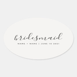 Adesivo Oval Casamento de Bridesmaid Chic da Caligrafia Moderna