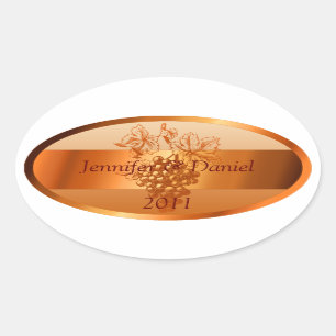 Adesivo Oval Casamento outono de Rótulos de Vinho Personalizad