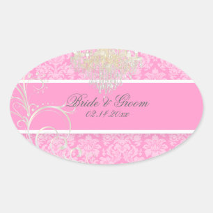 Adesivo Oval casamentos tema damasco PixDezines