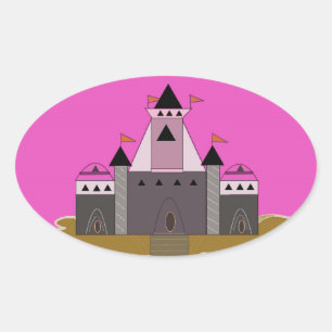 Adesivo Oval Castelo da Princesa Rosa