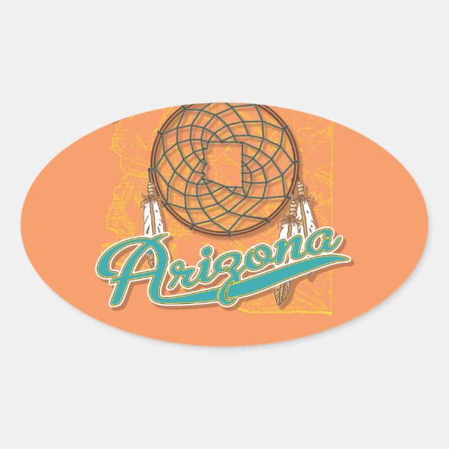 Adesivo Oval Catcher de Sonho do Arizona (Frente)