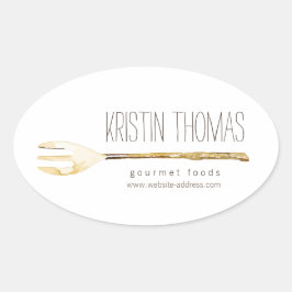 Adesivo Oval Catering do Forno das Aquarelas, Chef, Comidas