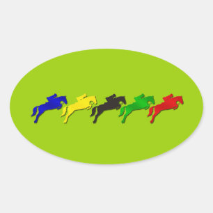 Adesivo Oval Cavalo de salto equestre do adestramento e da