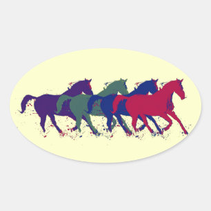 Adesivo Oval cavalos bonitos