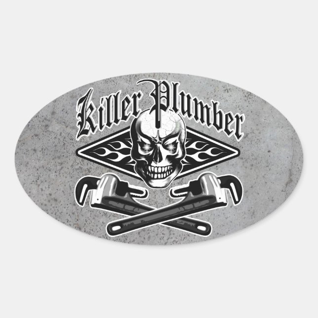 Adesivo Oval Caveira do Canalizador: Killer Plumber 3.1 (Frente)