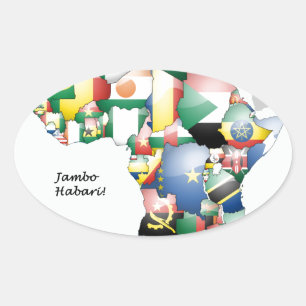 Adesivo Oval Celebração de África em Flags Design