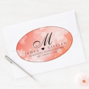 Adesivo Oval Celebração do 35º aniversário do Casamento de Cora