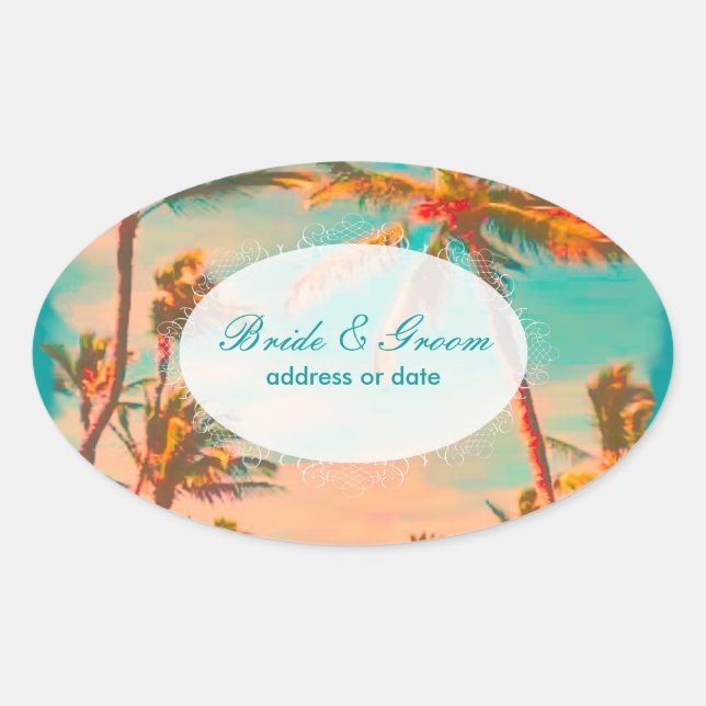 Adesivo Oval Cena de praia do PixDezines (Frente)