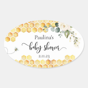 Adesivo Oval Chá de fraldas de abelhas