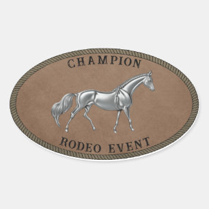 Adesivo Oval Champion Rodeo Country Western Personalize