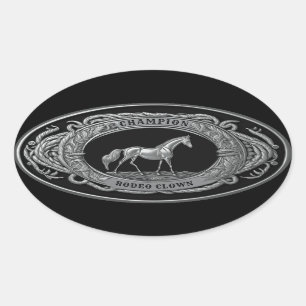 Adesivo Oval Champion Rodeo Palhaço Evento Desportivo Western B