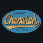 Adesivo Oval Chanukah/Hanukkah Retro Stickers OVAL<br><div class="desc">Chanukah/Hanukkah Retro Stickers OVAL. "Retro Happy Chanukah EST 139 BCE" Eu escrevo, Chanukah é um dos meus feriados favoritos. Divirta-se usando esses adesivos como topos de bolo, etiquetas de presentes, fechos de malas de favor ou qualquer que seja a sua festa! Personalize apagando, "Happy" e "Est 139 BCE" e substituindo...</div>