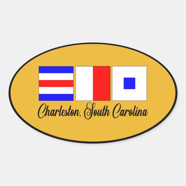 Adesivo Oval Charleston South Carolina Maritime Signal Flag (Frente)