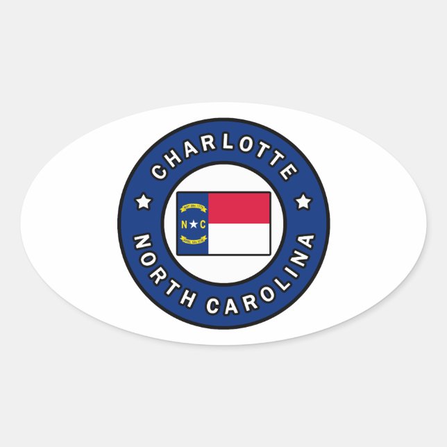 Adesivo Oval Charlotte North Carolina (Frente)