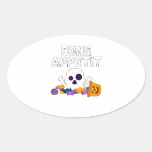 Adesivo Oval Chef Engraçado Torre Osso Apetite Halloween Candy