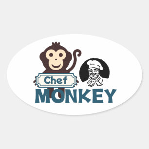 Adesivo Oval Chef Monkey