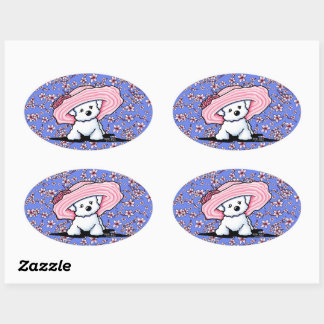 Adesivo Oval Cherry Blossoms Bichon