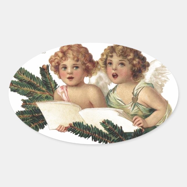 Adesivo Oval Cherubs Singing Carols (Frente)