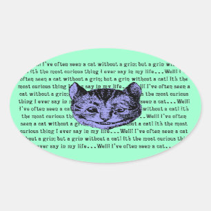 Adesivo Oval Cheshire Cat - Vintage Alice no País das Maravilh