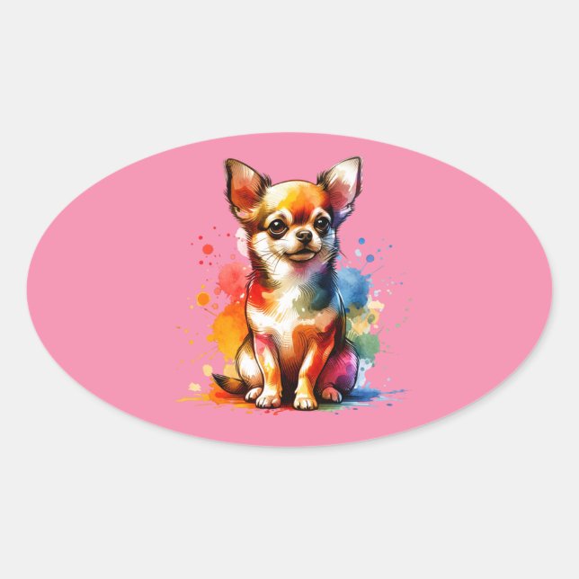 Adesivo Oval Chihuahua Dog (Frente)