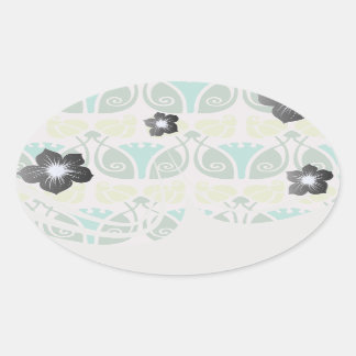 Adesivo Oval chique floral ornamentado damasco
