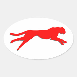 Adesivo Oval Chita de arte gráfica vermelha