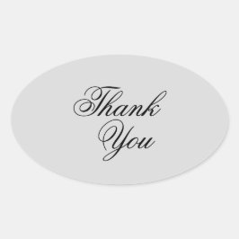 Adesivo Oval Cinza elegante e obrigado preto