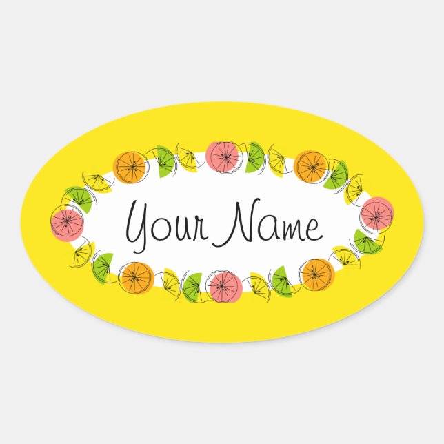 Adesivo Oval Círculo Citrus Yellow Name sticker round (Frente)