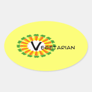 Adesivo Oval Círculo de Cenoura Sol Vegetariano