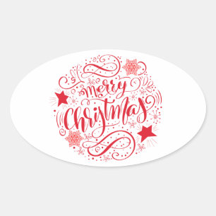 Adesivo Oval Círculo Decorativo Feliz de Natal