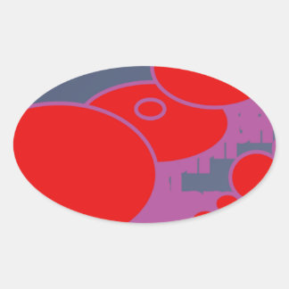 Adesivo Oval círculo vermelho e abstrato azul escuro