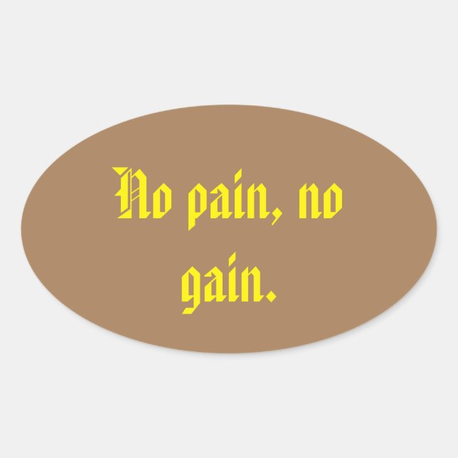 Adesivo Oval Citações de Motivação GYM E Castanho Claro (Frente)