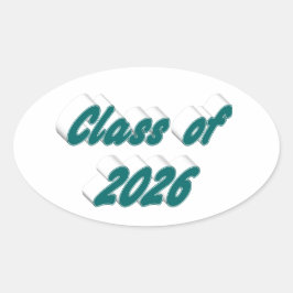 Adesivo Oval Class of 2026 green typography graduation