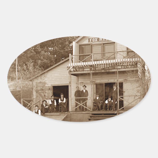 Adesivo Oval Clube Fox River Club, de 1880, Pesca Elgin (Frente)