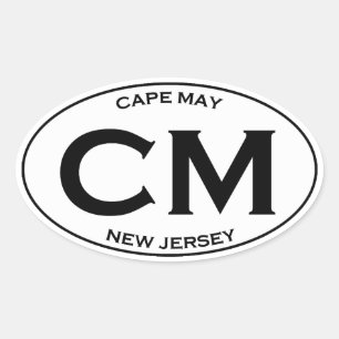 Adesivo Oval CM - Logotipo do Oval de Cape May New-jersey