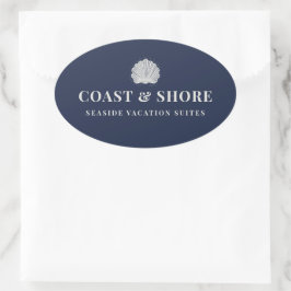 Adesivo Oval Coastal Seashell Brand Logo