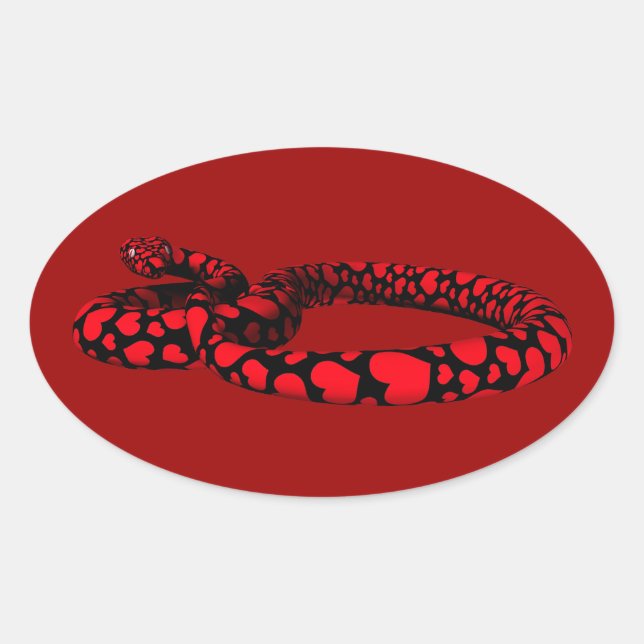 Adesivo Oval Cobra vermelho com coração (Frente)