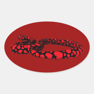 Adesivo Oval Cobra vermelho com corações