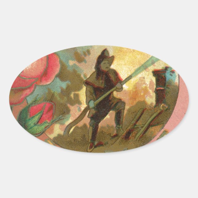 Adesivo Oval Cobrir Bombeiro Vintage de 1880 (Frente)