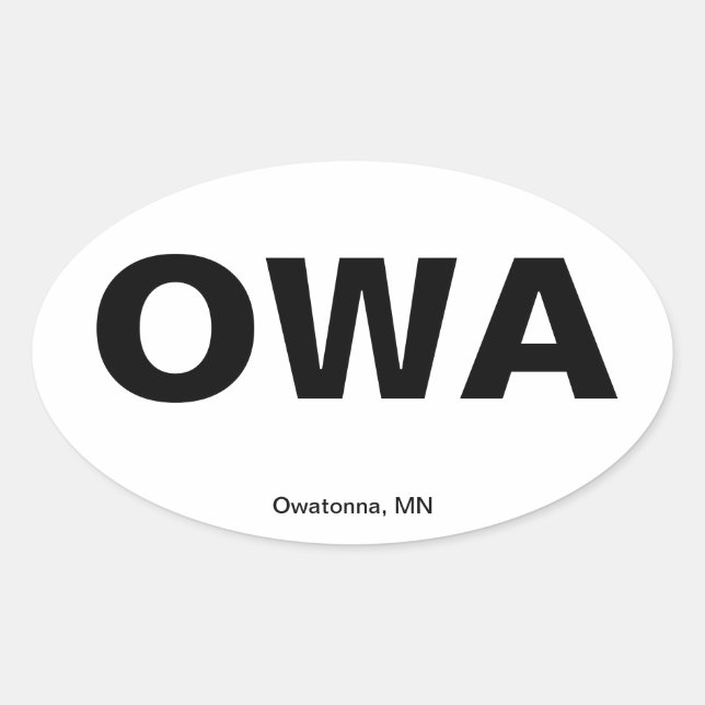 Adesivo Oval Código do Aeroporto - Owatonna, Minnesota (Frente)