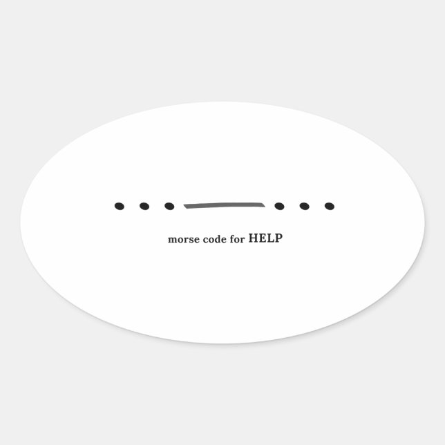 Adesivo Oval Código Morse para HELP (Frente)