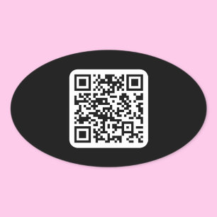 Adesivo Oval Código QR moderno editável Preto Branco ou qualq