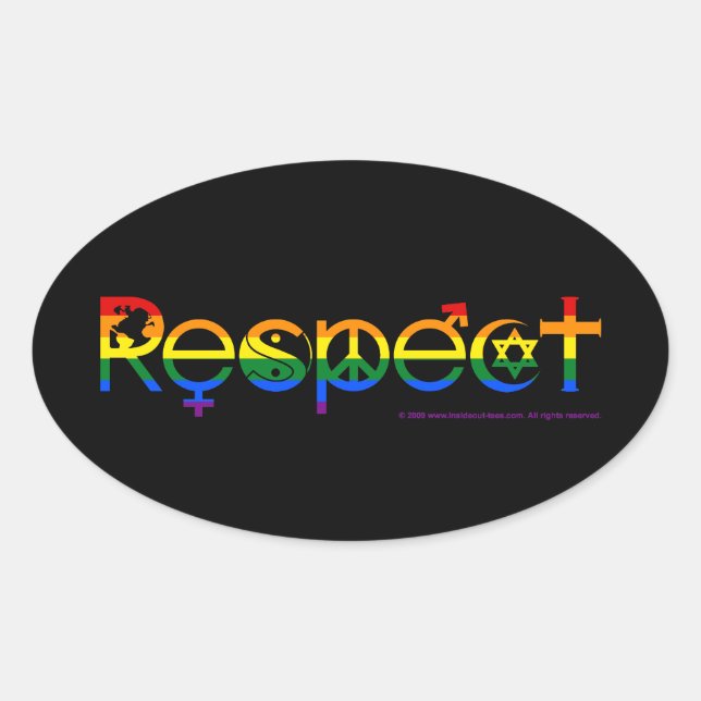 Adesivo Oval Coexistir com Respeito Orgulho Gay (Frente)