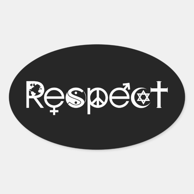 Adesivo Oval Coexistir com Respeito - Paz Bondade & Tolerância (Frente)