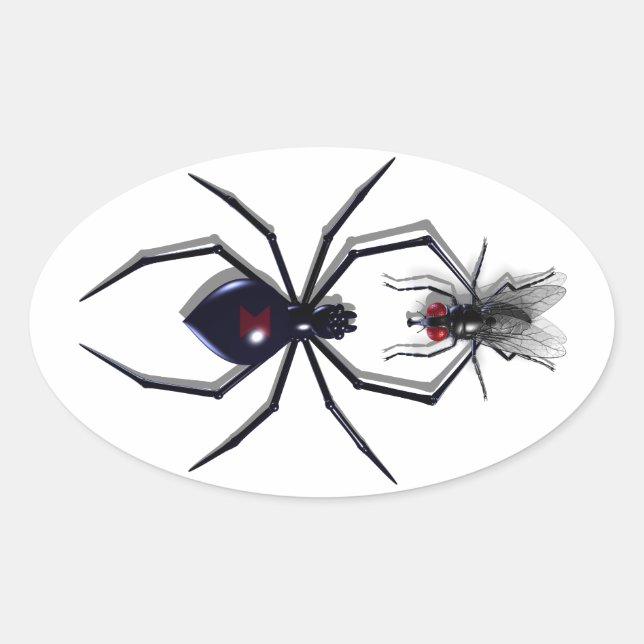Adesivo Oval Colas de Aranha e Mosca (Frente)
